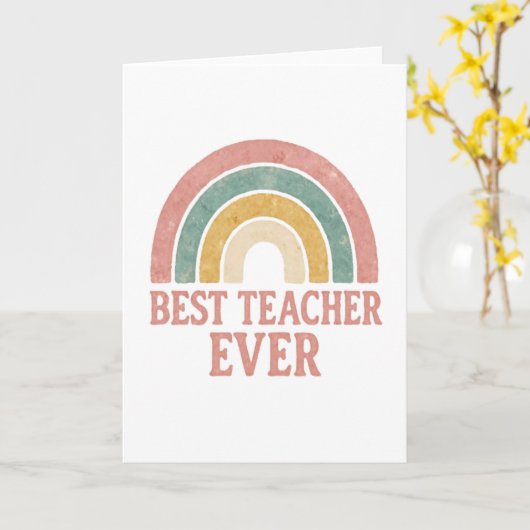 Watercolor Rainbow Teacher  カード (黄色い花)