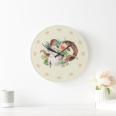 Watercolor Ram Skull and Succulents ラージ壁時計 (ホーム)