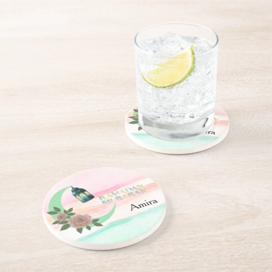 Watercolor Ramadan – Crescent Moon  コースター (側面)