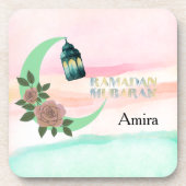 Watercolor Ramadan – Crescent Moon  コースター (正面)