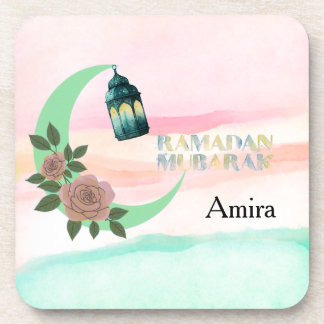 Watercolor Ramadan – Crescent Moon  コースター