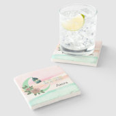 Watercolor Ramadan – Crescent Moon  ストーンコースター (横)