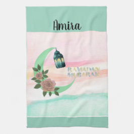 Watercolor Ramadan Crescent Moon – Customizable キッチンタオル