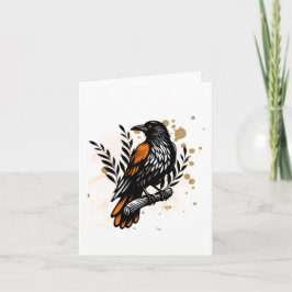 Watercolor Raven Blank ノートカード