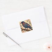 Watercolor Raven Crow Sticker スクエアシール (封筒)