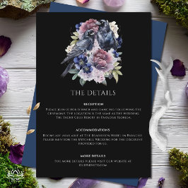 Watercolor Ravens Gothic Purple Floral Wedding エンクロージャーカード