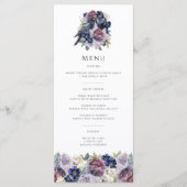 Watercolor Ravens Gothic Purple Floral Wedding メニュー (正面)