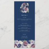 Watercolor Ravens Gothic Purple Floral Wedding メニュー (正面)