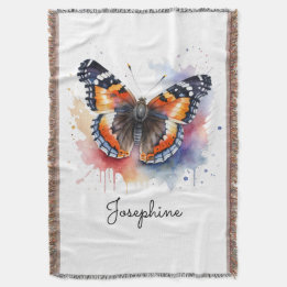 Watercolor Red Admiral Butterfly Name スローブランケット