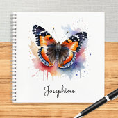 Watercolor Red Admiral Butterfly Personalized ノートブック