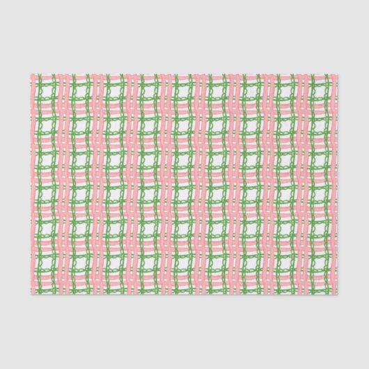 Watercolor Red and Green Whimsical Plaid 薄葉紙 (正面)