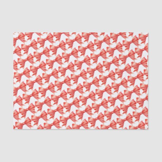 Watercolor red bow art repeat patterned 薄葉紙 (正面)