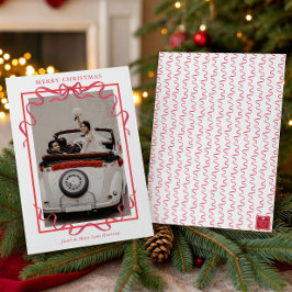 Watercolor Red Bow Photo シーズンカード