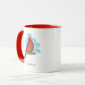 Watercolor Red Cardinal Bird With Name マグカップ (正面左)