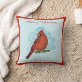 Watercolor Red Cardinal Family Name Christmas クッション (ブランケット)