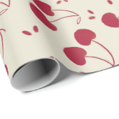 Watercolor Red Cherries – Modern – Valentine ラッピングペーパー (ロールコーナー)