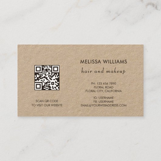 Watercolor Red Cherry Blossoms Kraft Paper 名刺 (裏面)