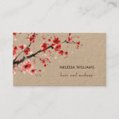 Watercolor Red Cherry Blossoms Kraft Paper 名刺 (正面)