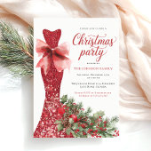 Watercolor Red Christmas Party 招待状
