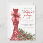 Watercolor Red Christmas Party 招待状 (正面)