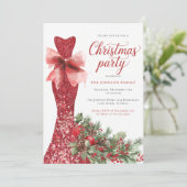Watercolor Red Christmas Party 招待状 (スタンド正面)