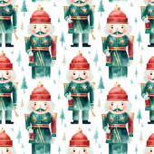 Watercolor red green Christmas nutcrackers blanket フリースブランケット