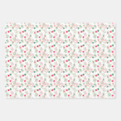 Watercolor Red & Green Christmas Tiles ラッピングペーパーシート (正面2)