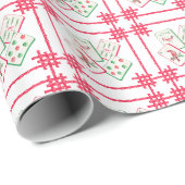 Watercolor Red & Green Christmas Tiles ラッピングペーパー (ロールコーナー)