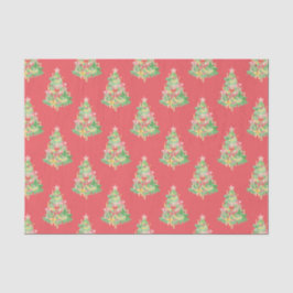 Watercolor Red & Green Coquette Christmas Tree 薄葉紙