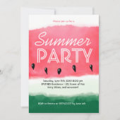 Watercolor red green watermelon summer party 招待状 (正面)