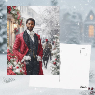 Watercolor Red Hallmark Victorian Winter Holiday ポストカード