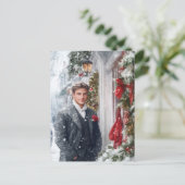 Watercolor Red Hallmark Victorian Winter Holiday ポストカード (スタンド正面)