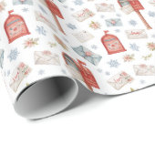 Watercolor Red Mailbox Christmas Pattern ラッピングペーパー (ロールコーナー)