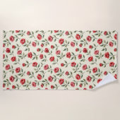 Watercolor Red Roses Beach Towel  ビーチタオル (正面)