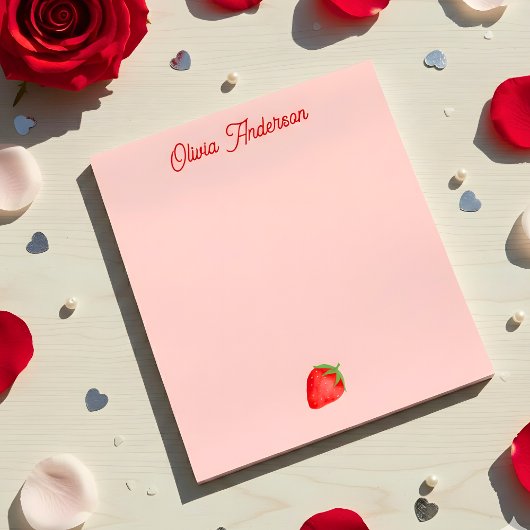 Watercolor Red Strawberry Valentines Day Custom ノートパッド