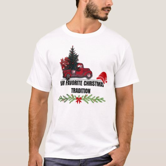 Watercolor Red Truck Our Favorite Christmas  Tシャツ (正面)