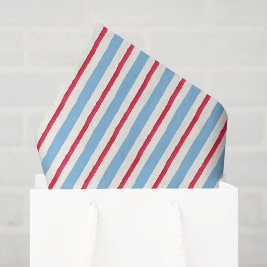 Watercolor Red White and Blue Stripes 薄葉紙 (ギフトバッグ)