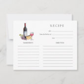 Watercolor Red wine and cheese Bridal Shower ノートカード (正面)