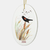Watercolor Red-Winged Blackbird - Bird Collection セラミックオーナメント (左)
