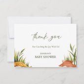 Watercolor Reel Little Fisherman Baby Shower サンキューカード (正面)