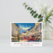 Watercolor Regent Street Christmas Lights London シーズンポストカード (スタンド正面)
