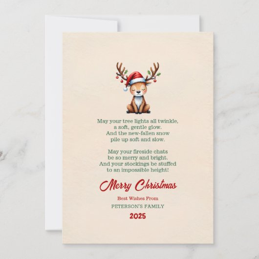 Watercolor Reindeer Christmas Greeting Card 招待状 (正面)