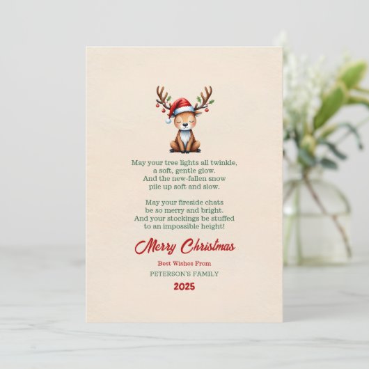 Watercolor Reindeer Christmas Greeting Card 招待状 (スタンド正面)