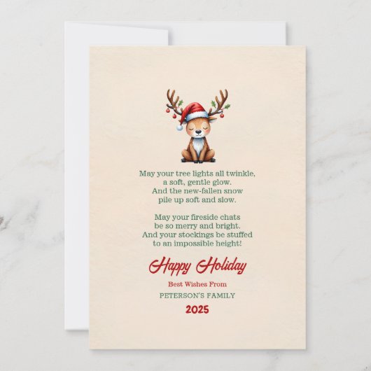 Watercolor Reindeer Christmas Greeting Card 招待状 (裏面)