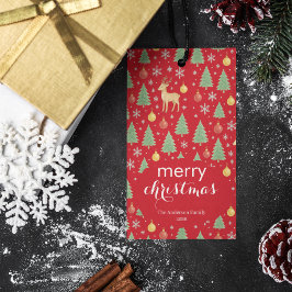 Watercolor Reindeer & Christmas Tree -  ギフトタグ