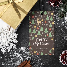 Watercolor Reindeer & Christmas Tree -  ギフトタグ