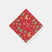 Watercolor Reindeer & Christmas Tree -  スタンダードカクテルナプキン (角)