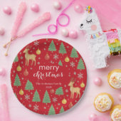 Watercolor Reindeer & Christmas Tree - ペーパープレート (パーティー)