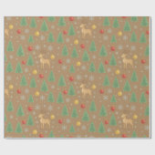 Watercolor Reindeer & Christmas Tree -  ラッピングペーパー (フラット)