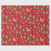 Watercolor Reindeer & Christmas Tree - ラッピングペーパー (フラット)